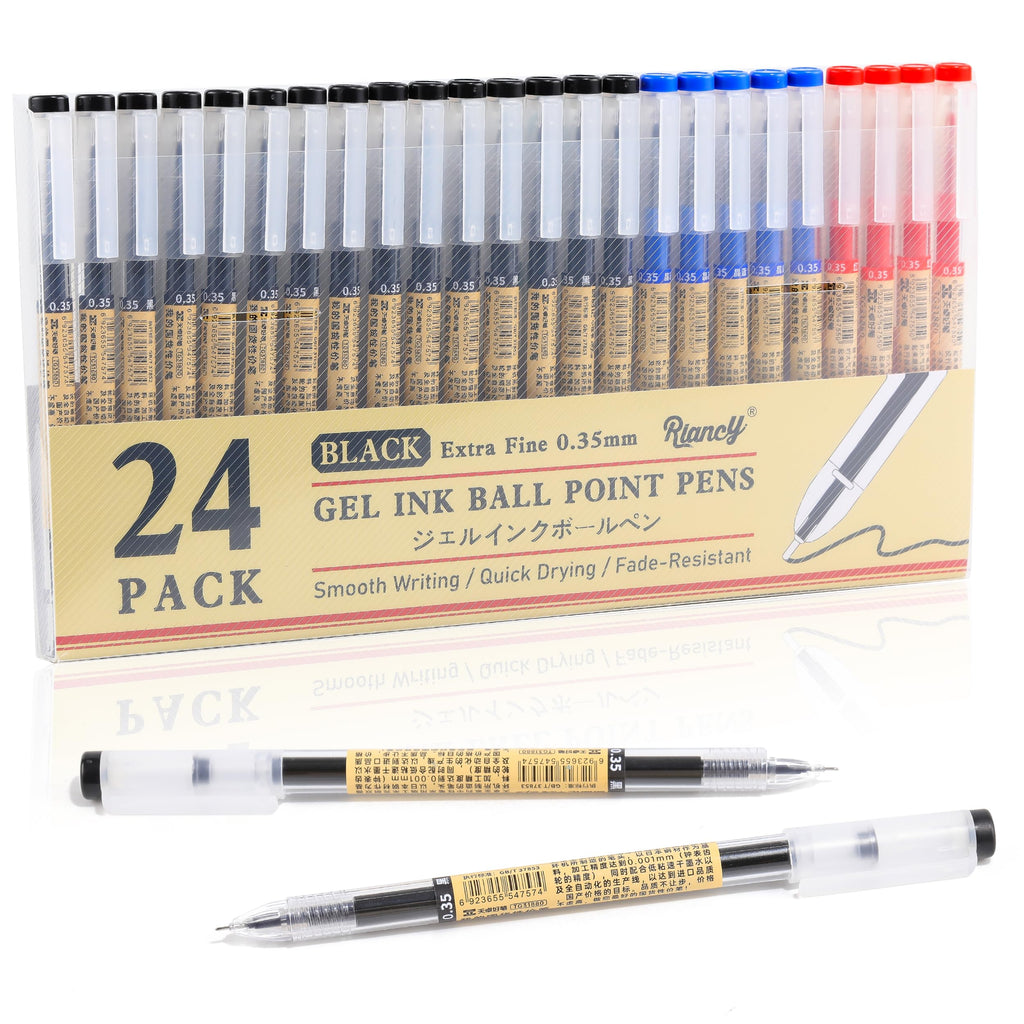 Japanese Style Black Gel Ink Pens, 0.35mm Extra Fine Point Japanese Stationery, No Smudge Quick Drying for Journal Planners Thin Notebook Paper, Office School Supplies, 12 Pack Writing Drawing