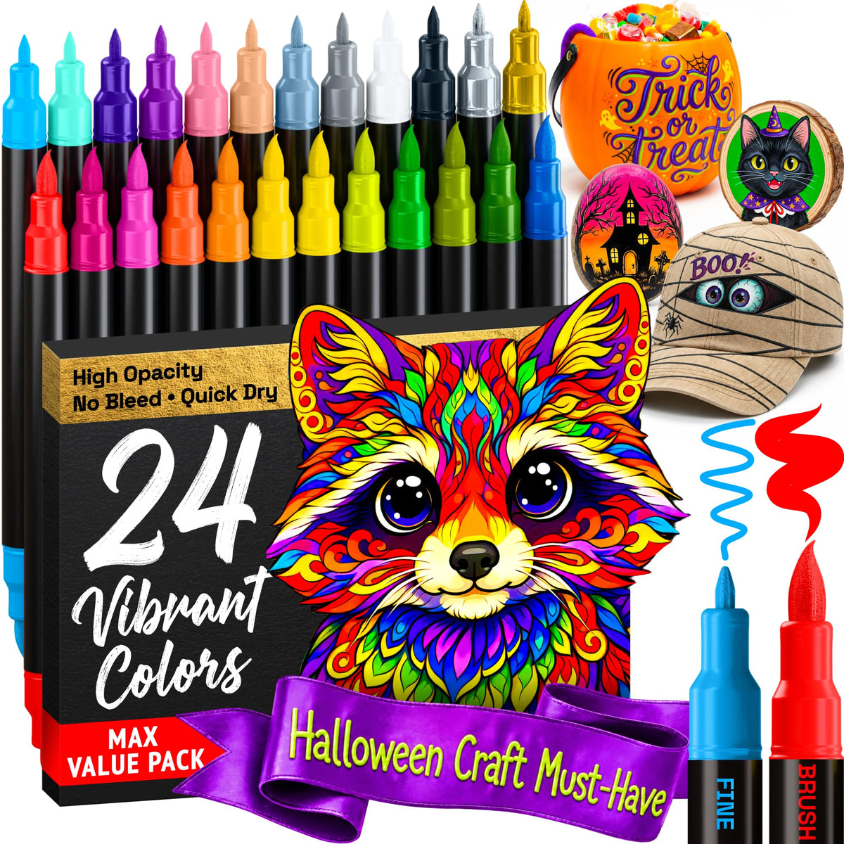 ARTISTRO 24 Skin Tones Dual-Tip Acrylic Paint Marker Pens for Drawing