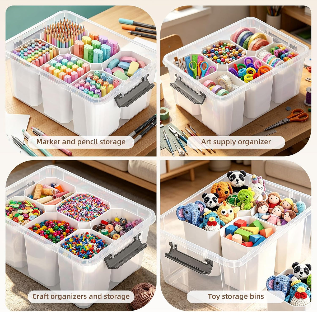 Citylife 17QT Craft Organizers and Storage bins with Lids, Marker Organizer