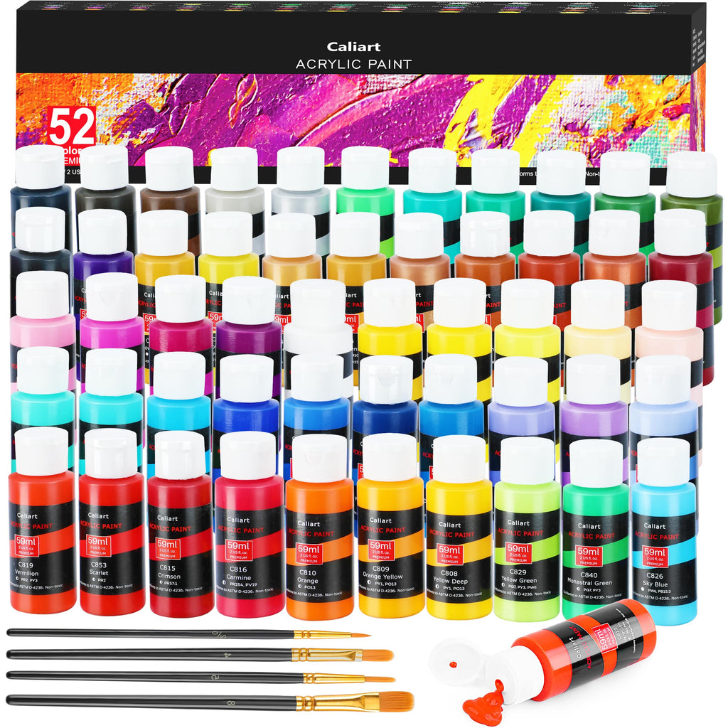 Caliart 36 Colors Acrylic Paint Set with 12 Brushes