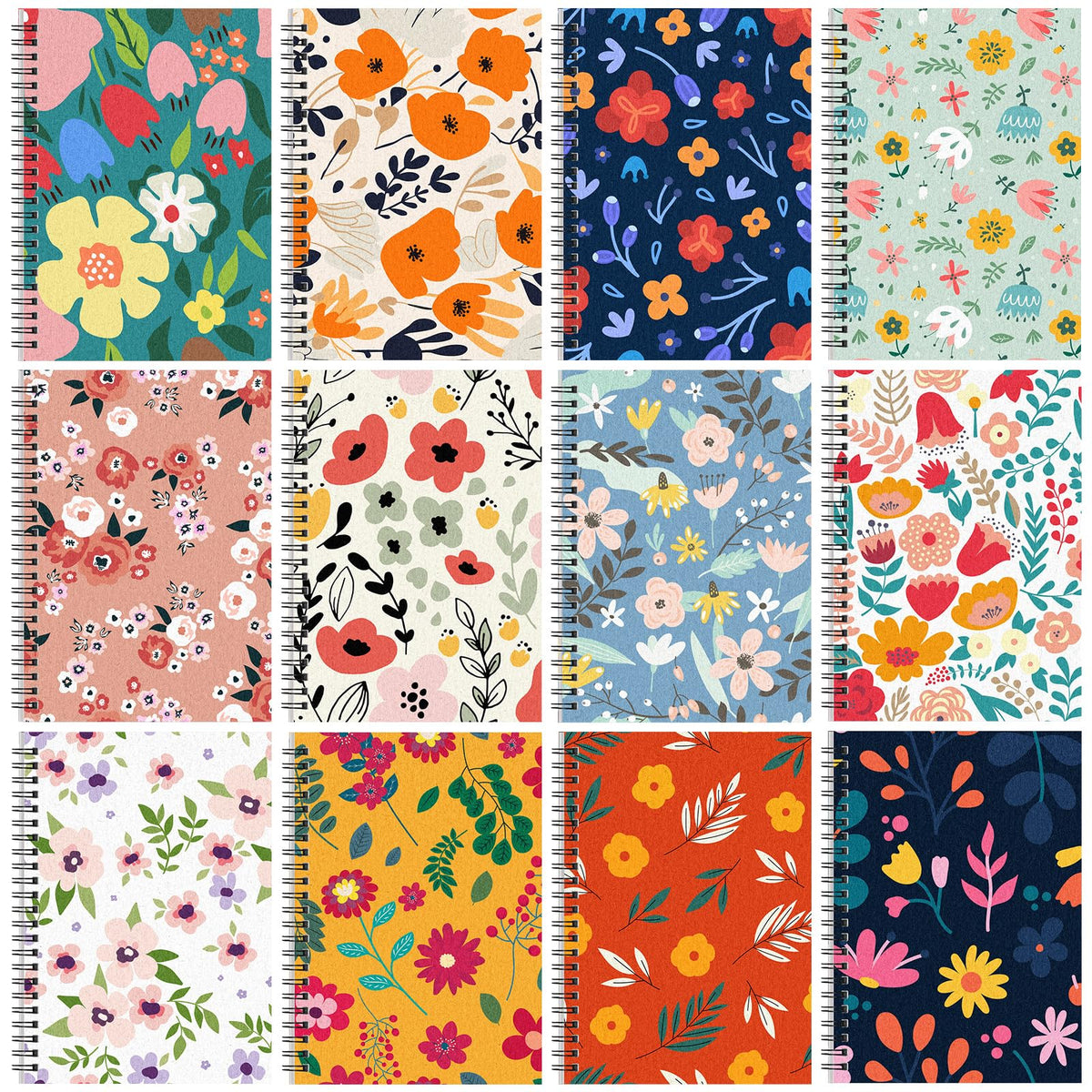 Fuutreo 12 Pcs Spiral Notebook for Work, 8.3 x 5.7 Office Color,Classic